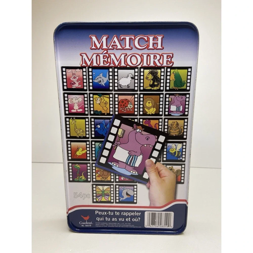 Cardinal Memory Match Game Kids Ages 3-7 Animal Film Strip Theme‎ in Metal Tin